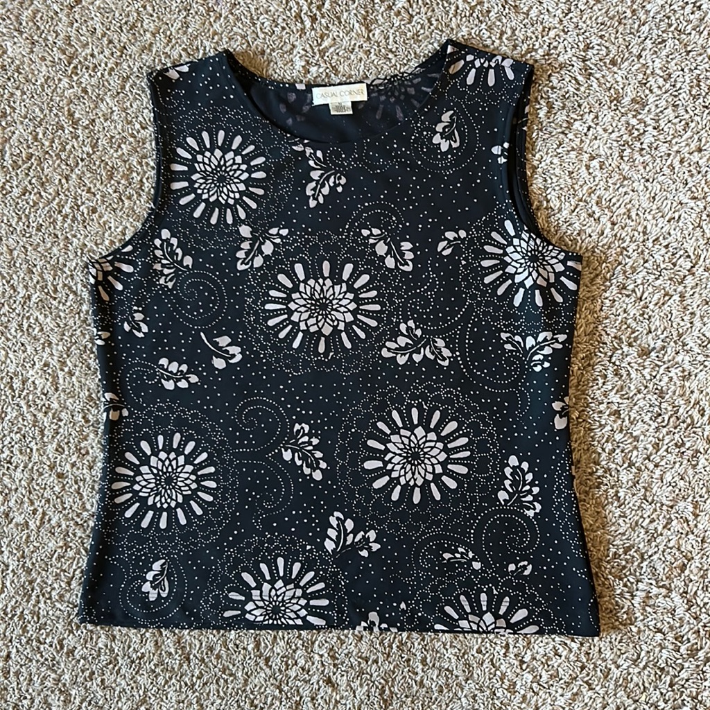 Vtg Floral Spiral Tank